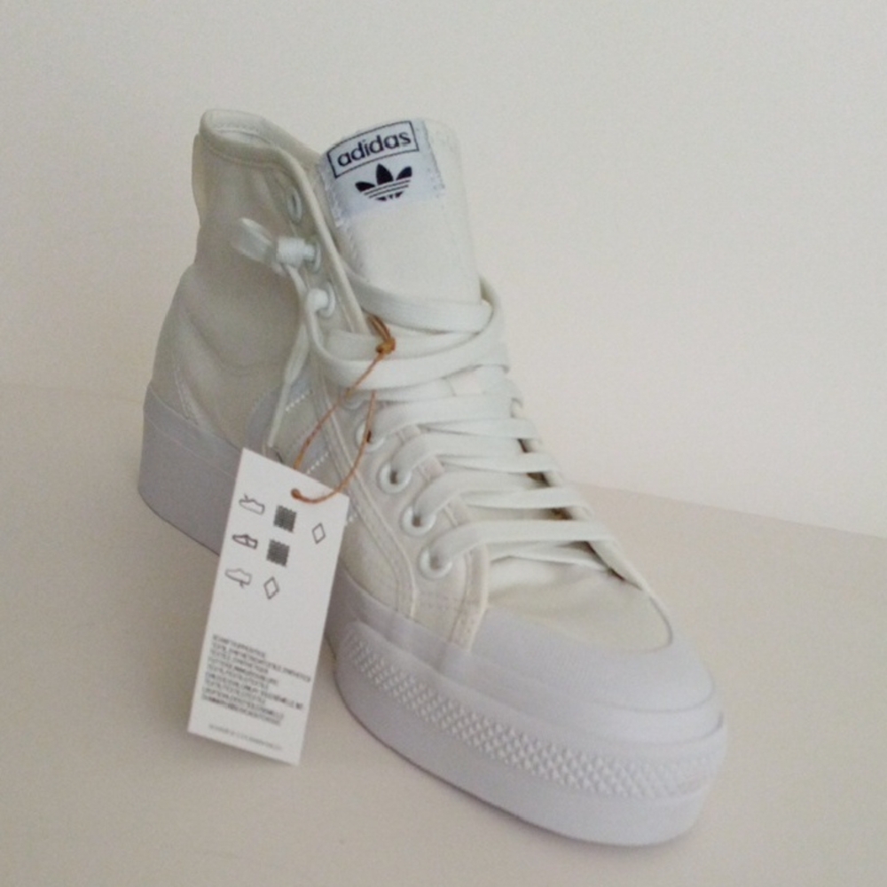 adidas Nizza Mid Platform White High-Top Sneakers Size 10